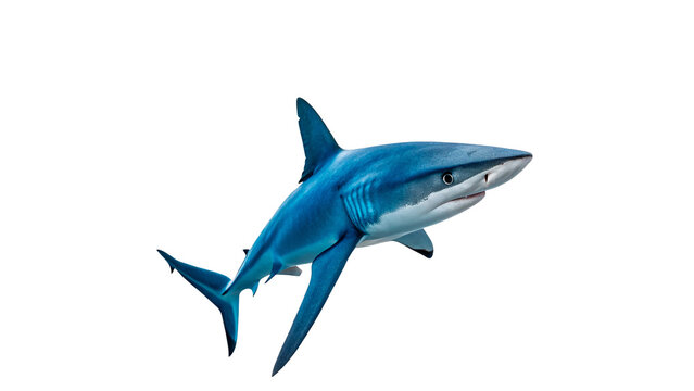Blue shark swimming marine predator ocean wildlife aquatic creature isolated on transparent background