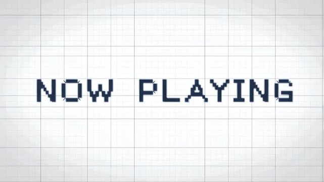 Retro Gaming Now Playing Screen with Pixelated Text Animation