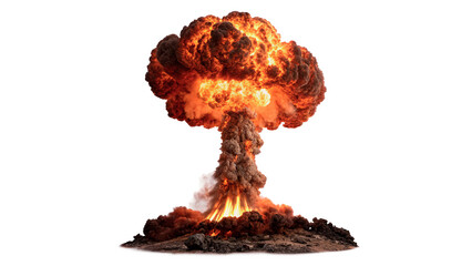 Nuclear explosion mushroom cloud fire and smoke atomic blast isolated on transparent background © Hanna