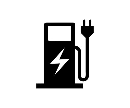 TF 044: Electric vehicle charging station or point icon sign. Transportation facilities vector design and illustration.
