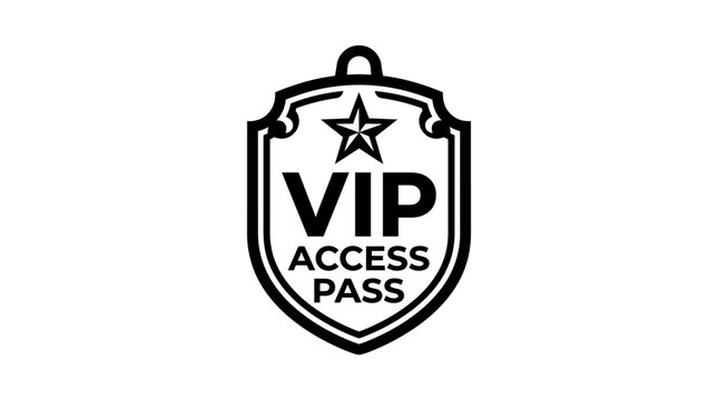Vip access pass silhouette on a white background
