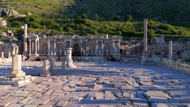 Various drone images of the ancient city of Sagalassos, located within the borders of Burdur province in T&uuml;rkiye.