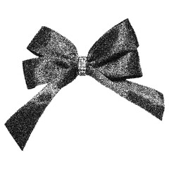 Fototapeta premium Photocopy effect Bow. Stipple band. Vector Christmas celebration scan element isolated