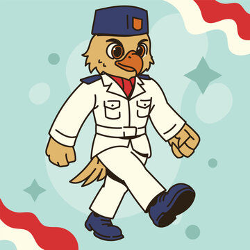 Cute Indonesia Independence Day Paskibra Garuda Mascot Marching Collection