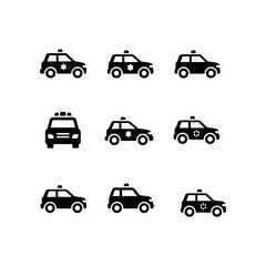 Police Car Icons: Multiple Angles and Views of Law Enforcement Vehicle © amai line art