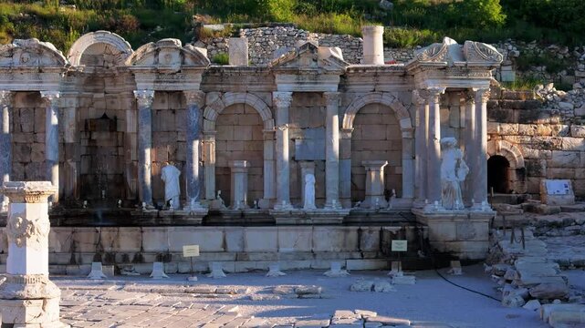 Various drone images of the ancient city of Sagalassos, located within the borders of Burdur province in T&uuml;rkiye.