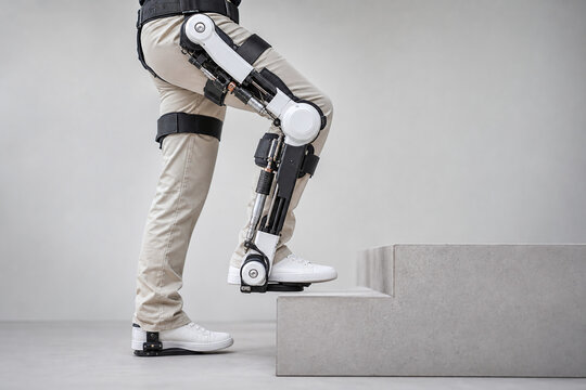 Powered leg exoskeleton assisting a step upward