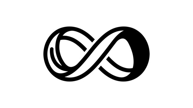 Abstract Infinity Symbol with Swirling Lines and Black Filling - Concept of Eternity, Limitless, Loop, and Endless Possibilities