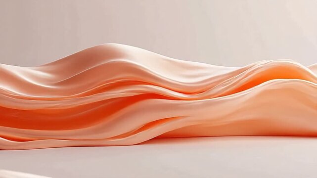 Flowing abstract waves in orange and cream