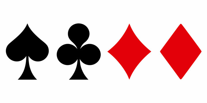 Playing Card Suits Icons Black Spade And Club Red Diamond Shapes
