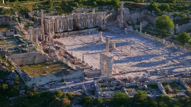 Various drone images of the ancient city of Sagalassos, located within the borders of Burdur province in T&uuml;rkiye.