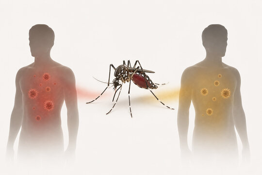 Dengue transmission cycle between humans and Aedes mosquito