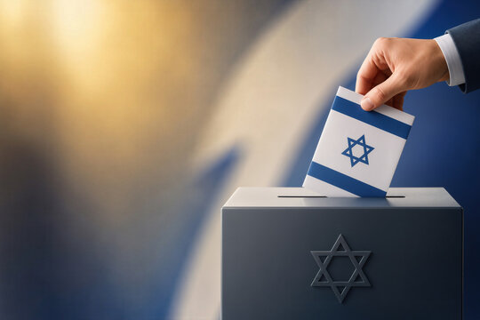 Israel legislative elections 27 October 2026 ballot box with Star of David and hand placing blue and white ballot symbolizing voting democracy civic duty