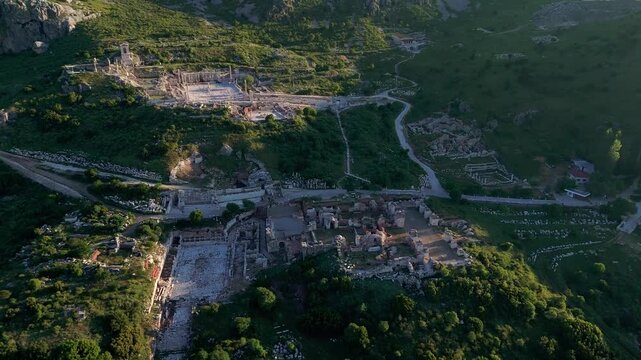 Various drone images of the ancient city of Sagalassos, located within the borders of Burdur province in T&uuml;rkiye.