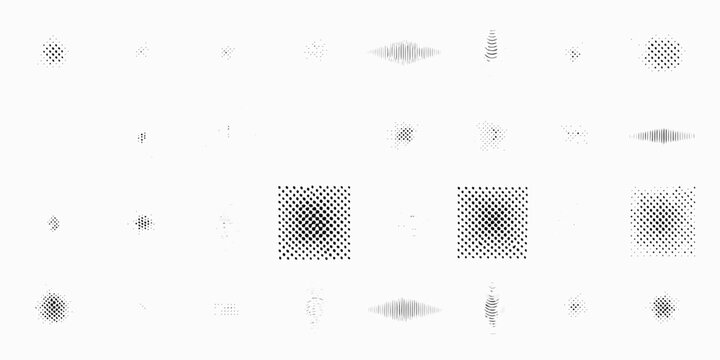 Dot matrix pattern collection on a white background