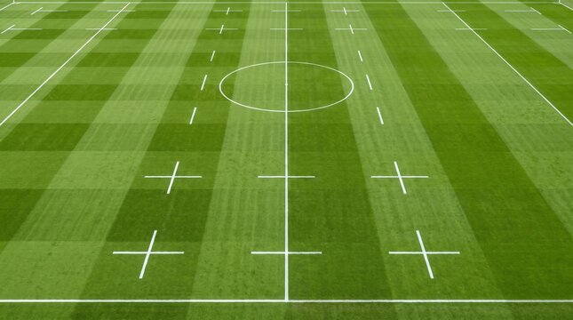 Level Playing Field: an Empty Green Sports Pitch With Crisp White Line Markings