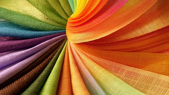 multicultural. Abstract circle of multicultural fabric textures symbolizing unity under warm gradient lighting. event programs.