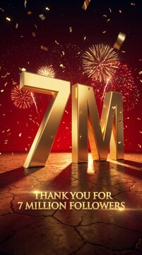 7 Million Followers Celebration Animation | Gold 7M Social Media Milestone Thank You Background
