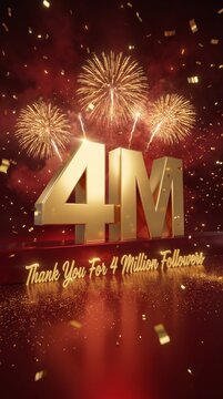 4  Million Followers Celebration Animation | Gold 4M Social Media Milestone Thank You Background