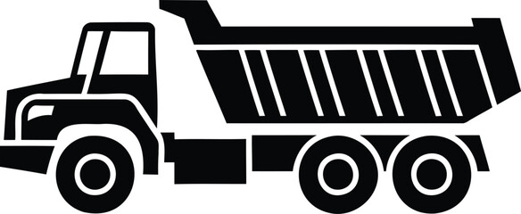Large black dump truck with wheels and cabin on the left side  industrial vehicle © Kahima