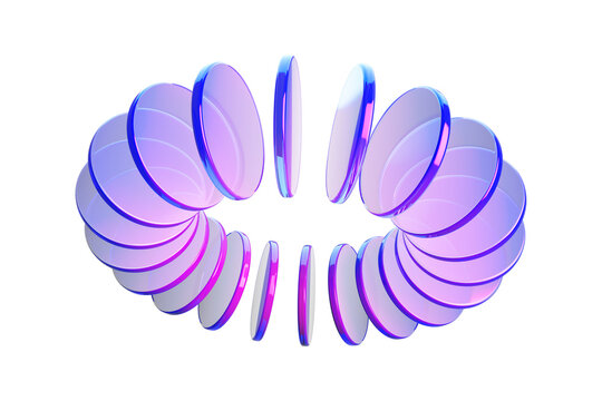 Futuristic Pink and Blue Abstract Sliced Ring Object