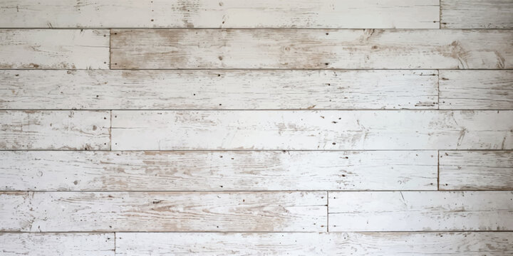 White Distressed Wooden Plank Wall Texture Background with Rustic Weathered Wood Grain