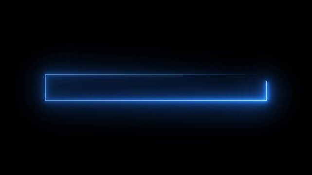 Neon line animation forming rectangle frame on black background with futuristic light effects and digital tech. neon rectangle frame animation video.