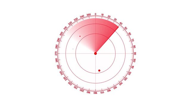Digital radar scanner animation 4K with alpha channel. Radar screen animation futuristic interface digital  scan target detection loop. enemy target animation video.