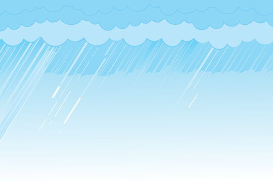 Rain scene with clouds animated vector illustration in shades of blue