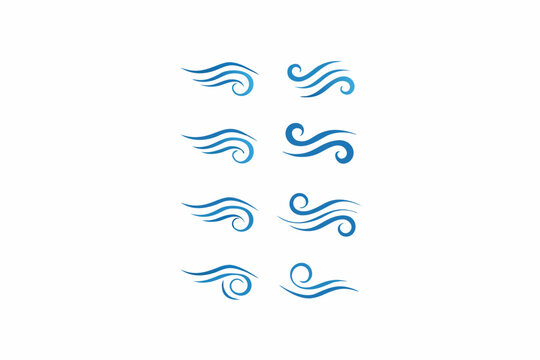 Wind Swirl Icons Blue Vector Graphics On White Background