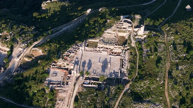 Various drone images of the ancient city of Sagalassos, located within the borders of Burdur province in T&uuml;rkiye.