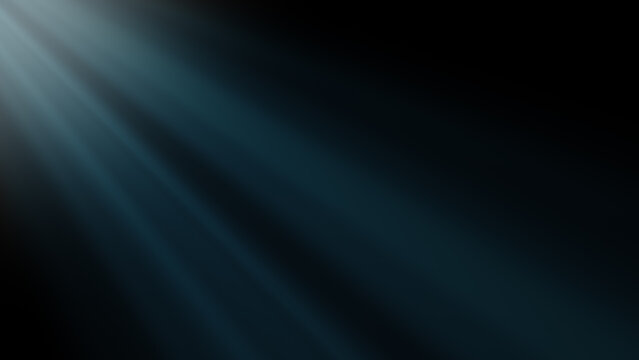 Angled volumetric blue light rays in darkness overlay background
