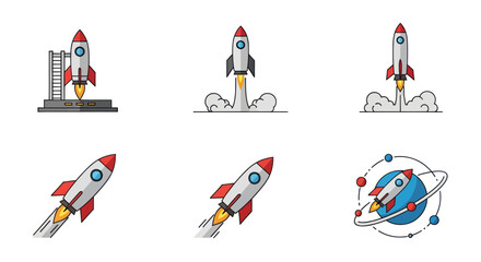 Rocket Ship Icon Set © Bagaskara