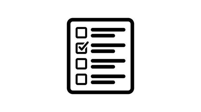 Checklist Icon With Selected Checkbox Black Outline Vector Graphic
