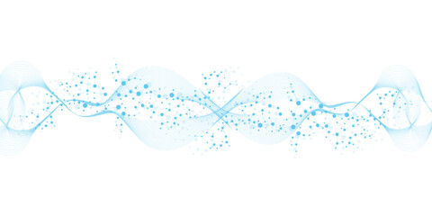 Fototapeta na wymiar Modern abstract molecules structure for science or medical background. DNA helix or atom visualization. Molecular wave flow abstract background. Vector illustration