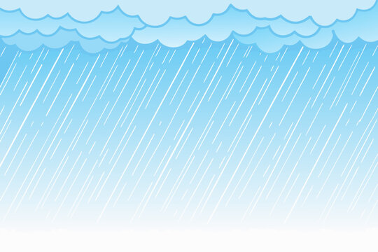 Rain scene with clouds a flat vector illustration in shades of blue