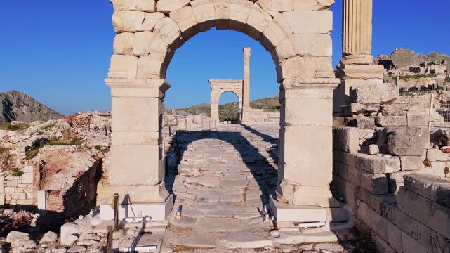 Various drone images of the ancient city of Sagalassos, located within the borders of Burdur province in T&uuml;rkiye.
