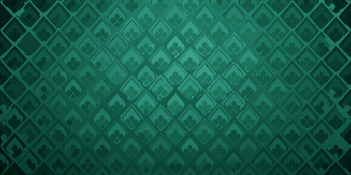 Clover pattern background dark green shades and repeating geometric design