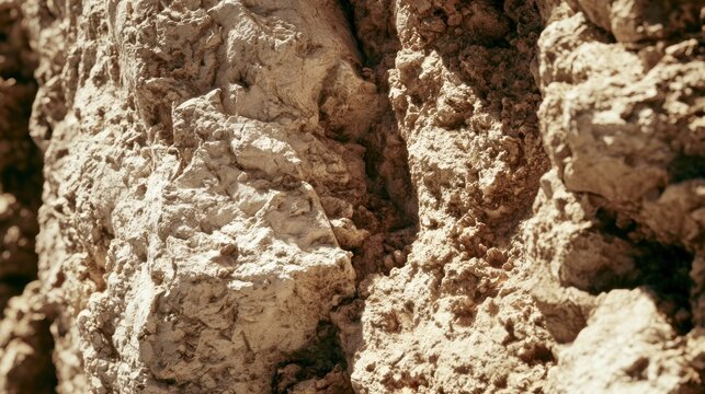 Detailed texture of light brown jagged limestone cliff face.