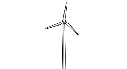 Minimal Wind Turbine Line Art Vector Icon © marhandra