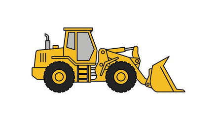 Fototapeta premium Yellow industrial front end loader construction vehicle vector illustration.