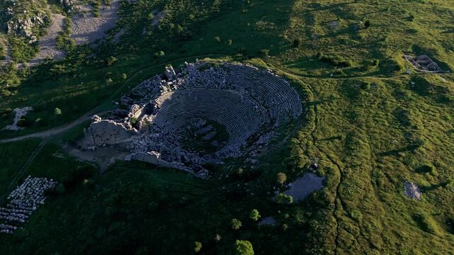 Various drone images of the ancient city of Sagalassos, located within the borders of Burdur province in T&uuml;rkiye.