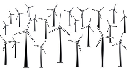 Wind Turbine Farm Outline Vector Illustration © Nitastock