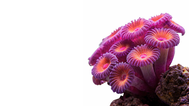 Natural organic pink sea marine coral element isolated on a transparent background