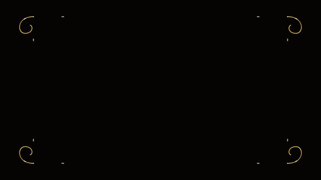 Golden art deco frame corners appearing on black background