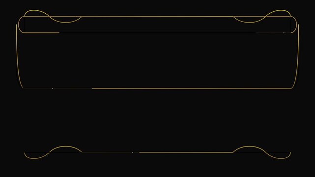 Golden linear frame lines drawing on black background