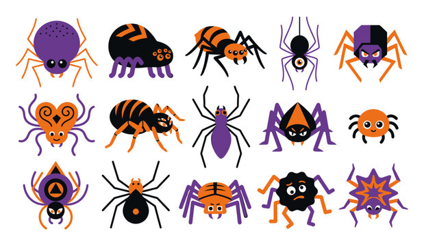 Cartoon Spiders, Various Colors and Designs