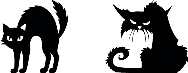 Spooky black cats for halloween day silhouettes of frightful felines © Sajminnahar
