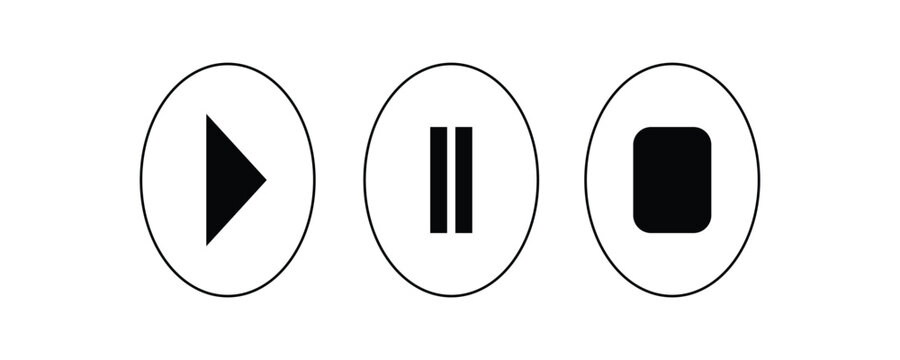  Play and pause buttons - vector icon illustration design. Video Audio Player. Player Button set icon symbol &ndash; vector. Play and pause vector button black icons isolated on transparent . EPS 10 .