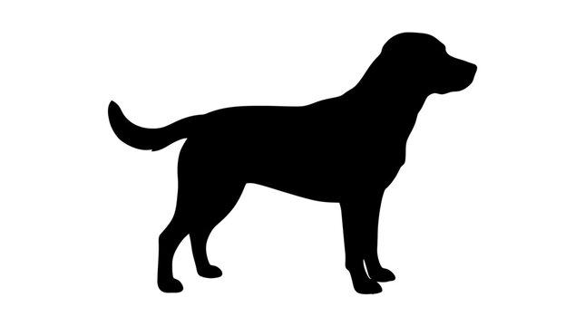 Helloween Labrador retriever dog silhouette vector, standing black dog profile icon, loyal pet animal shape for veterinary and hunting logos isolated on White Background vector